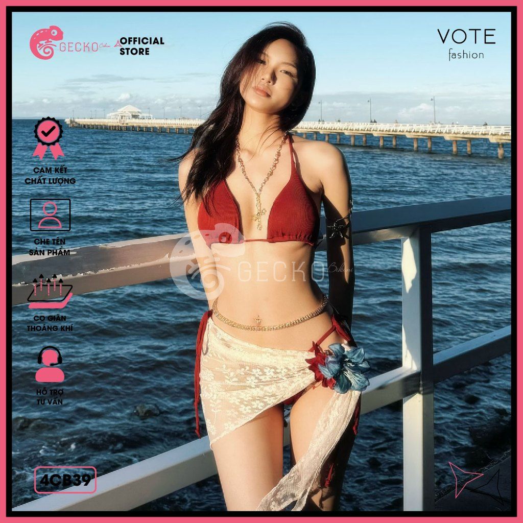  Combo 3 Món Tam Giác Phối Khăn Ren Gợi Cảm GECKO 4CB39 