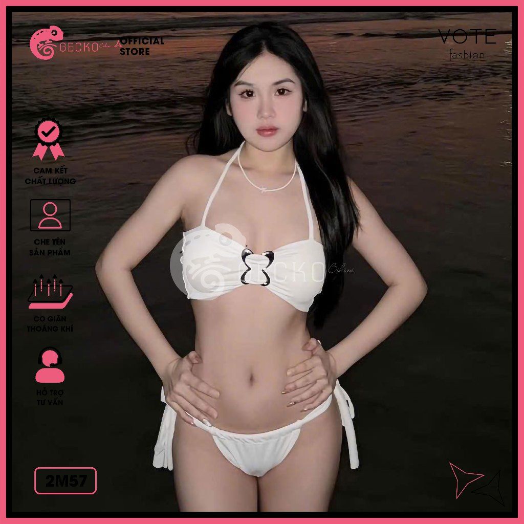 Bikini 2 Mảnh Áo Cúp Ngực Mix Khoen Butterfly Cao Cấp GECKO 2M57 