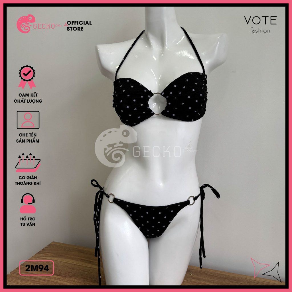  Bikini 2 Mảnh Áo Cúp Quần Lotkhe Chấm Bi Sexy GECKO 2M94 