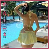  Combo 3 Món Bikini Tam Giác Bèo Phối Váy Chân Ren Hoa GECKO 4CB30 