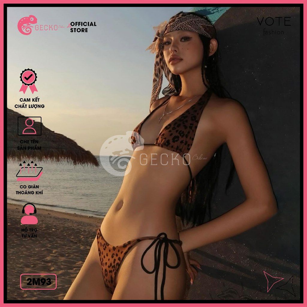  Bikini 2 Mảnh Tam Giác Hoạ Tiết Da Beo Sexy GECKO 2M93 