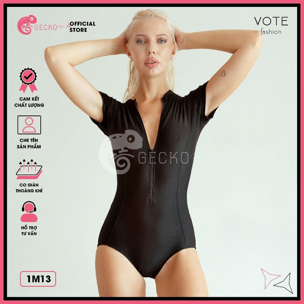  Bikini 1 Mảnh Bodysuit Basic Đáy Chip Kín Đáo GECKO 1M20 