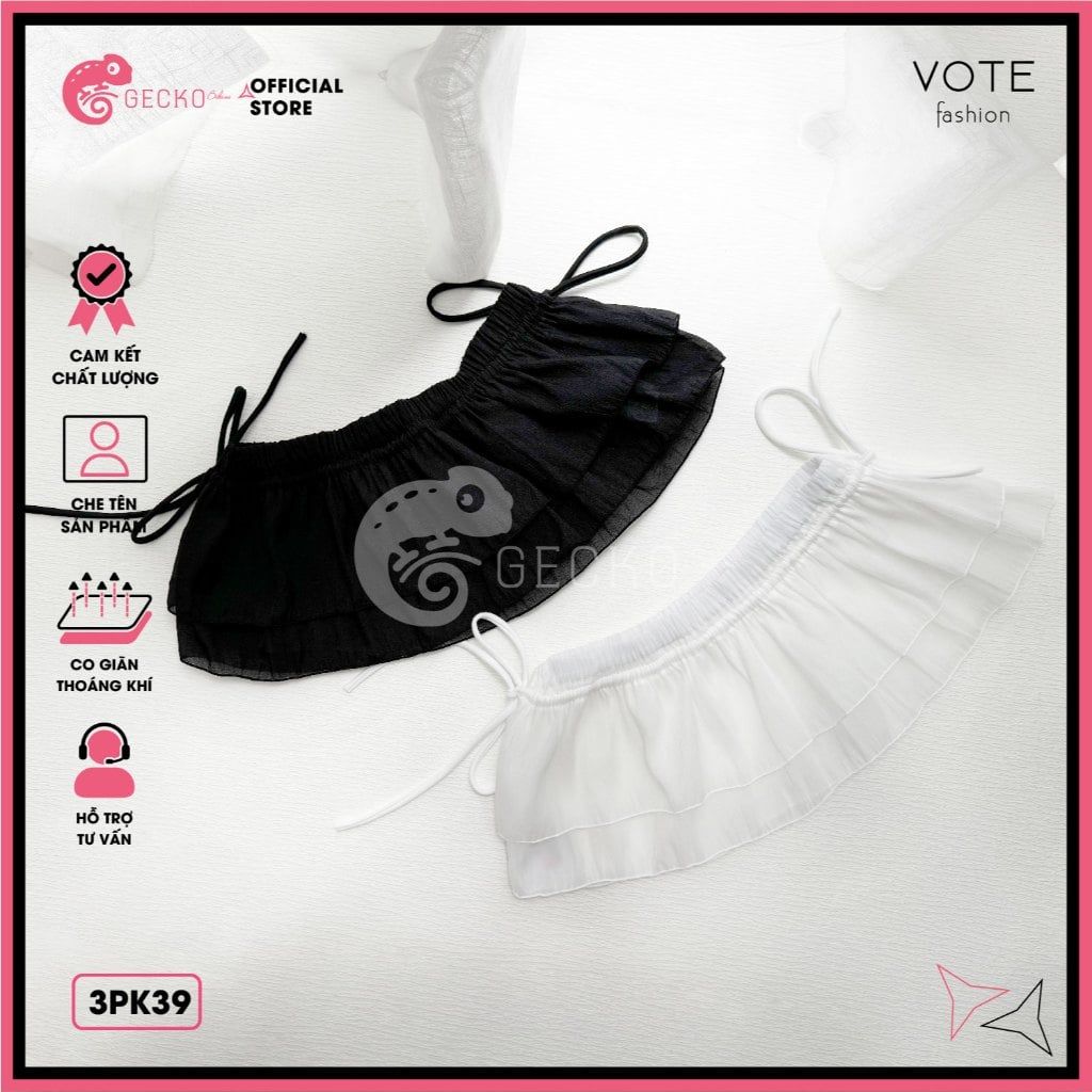  Chân Váy Voan Tơ Giấy 2 Tầng Dáng Ngắn Dễ Thương Mặc Kèm Bikini GECKO 3PK39 