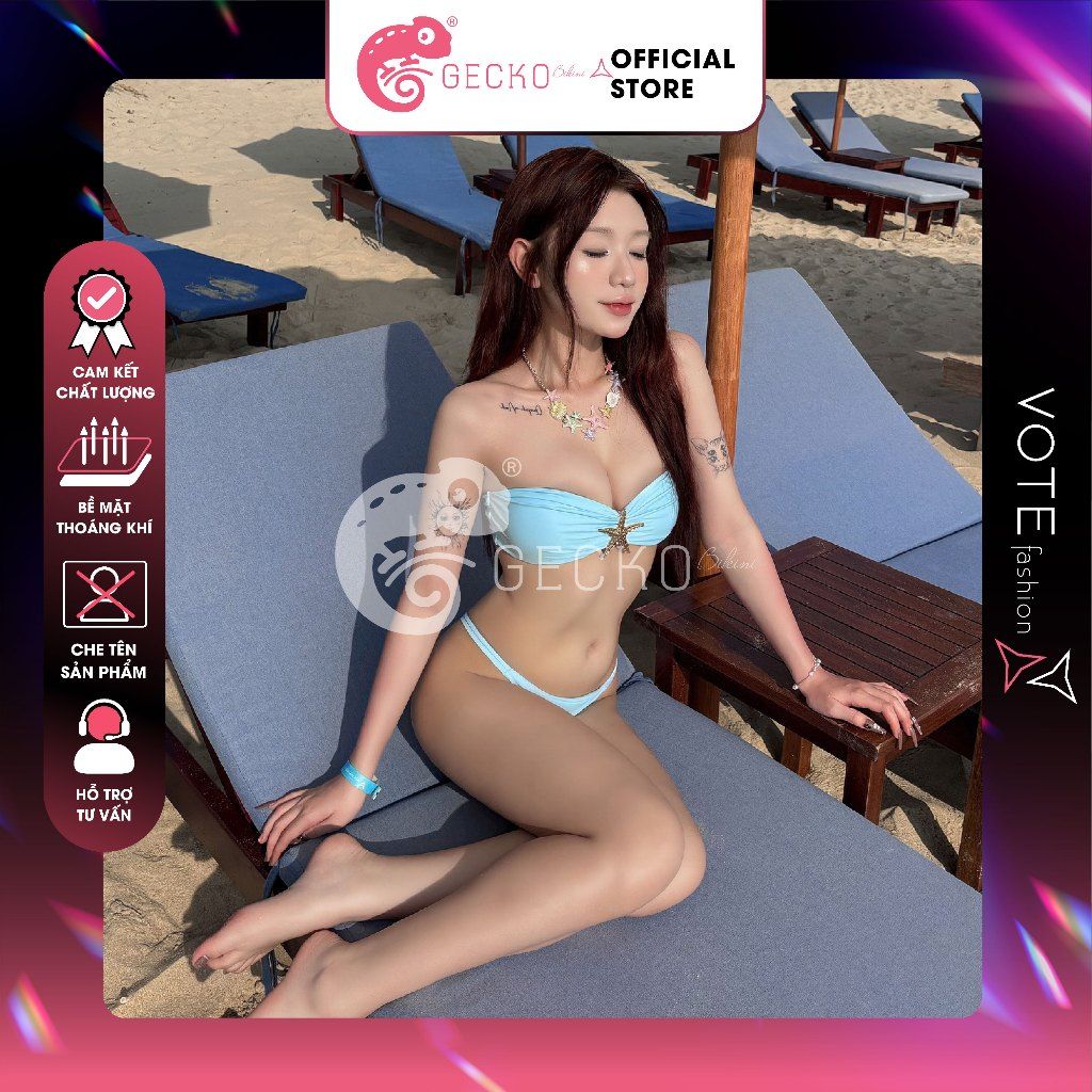  Bikini 2 Mảnh Cúp Ngực Mix Khoen Sao Biển Dễ Thương GECKO 2M100 