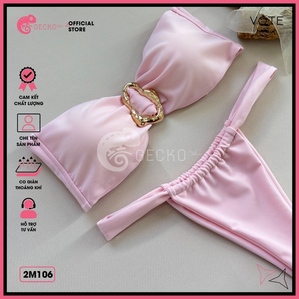  Bikini 2 Mảnh Áo Cúp Khoen Méo Quần Lotkhe Gợi Cảm GECKO 2M106 