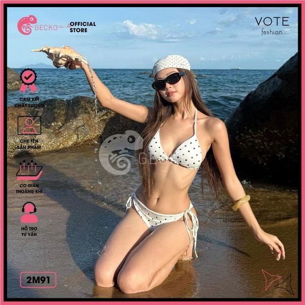  Bikini 2 Mảnh Tam Giác Chấm Bi Lotkhe Sexy Tăm Lạnh GECKO 2M91 