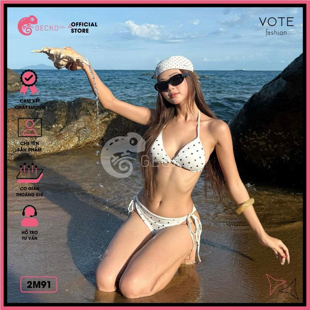  Bikini 2 Mảnh Tam Giác Chấm Bi Lotkhe Sexy Tăm Lạnh GECKO 2M91 