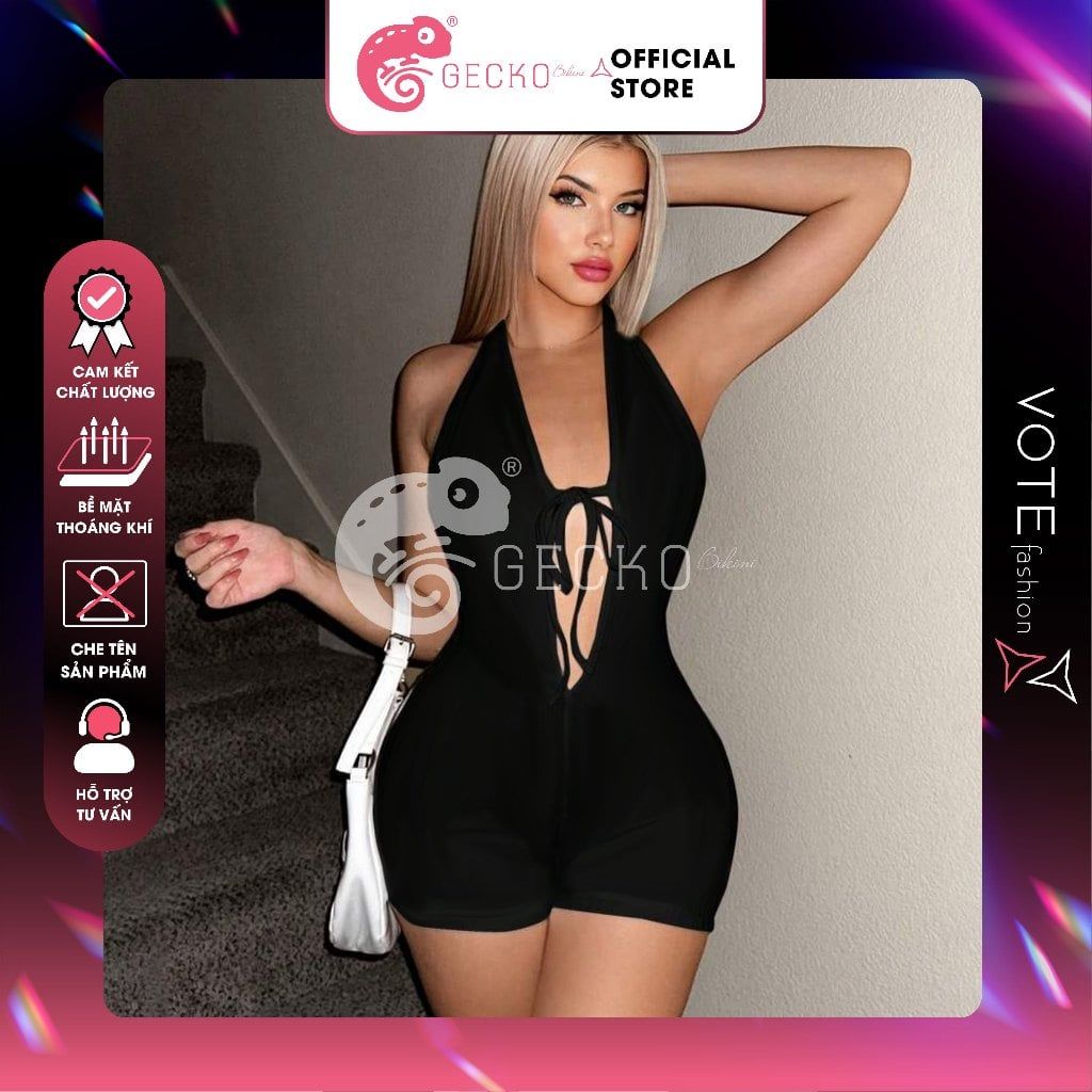  Bikini 1 Mảnh Khoét Ngực Quần Đùi Gợi Cảm Tăm Lạnh GECKO 1M29 