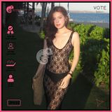  Áo Lưới Ren Hoa 2 Dây Khoét Lưng Mặc Cùng Bikini GECKO 3PK32 