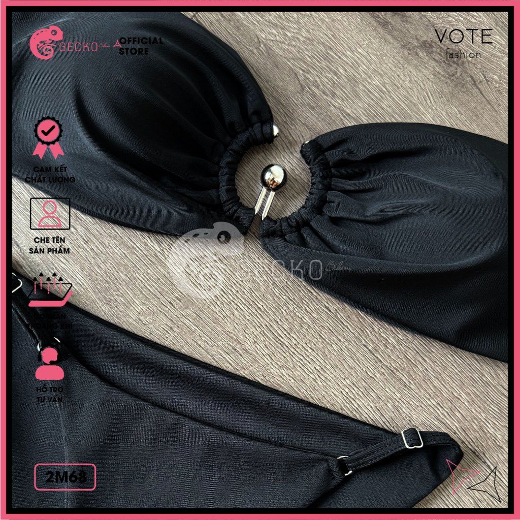 Bikini 2 Mảnh Ngang Ngực Phối Khoen GECKO 2M69 