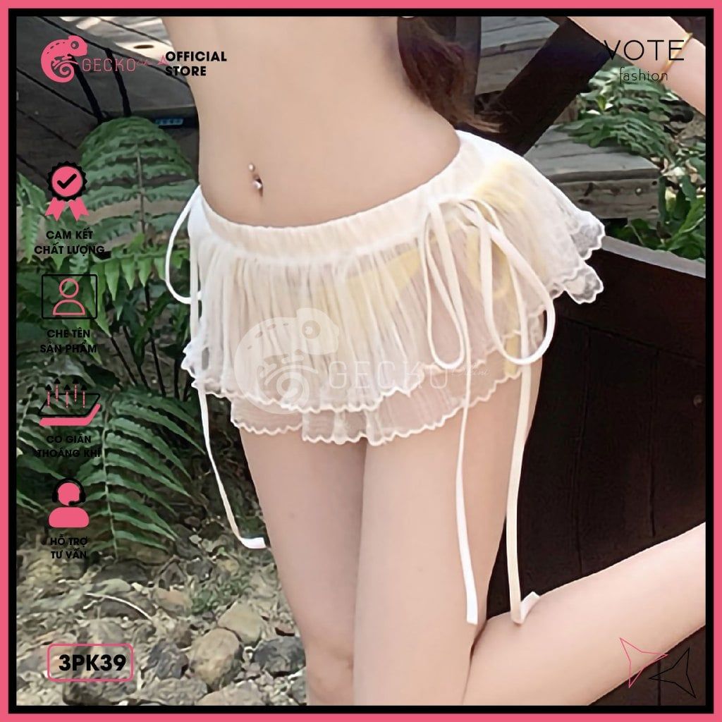  Chân Váy Voan Tơ Giấy 2 Tầng Dáng Ngắn Dễ Thương Mặc Kèm Bikini GECKO 3PK39 