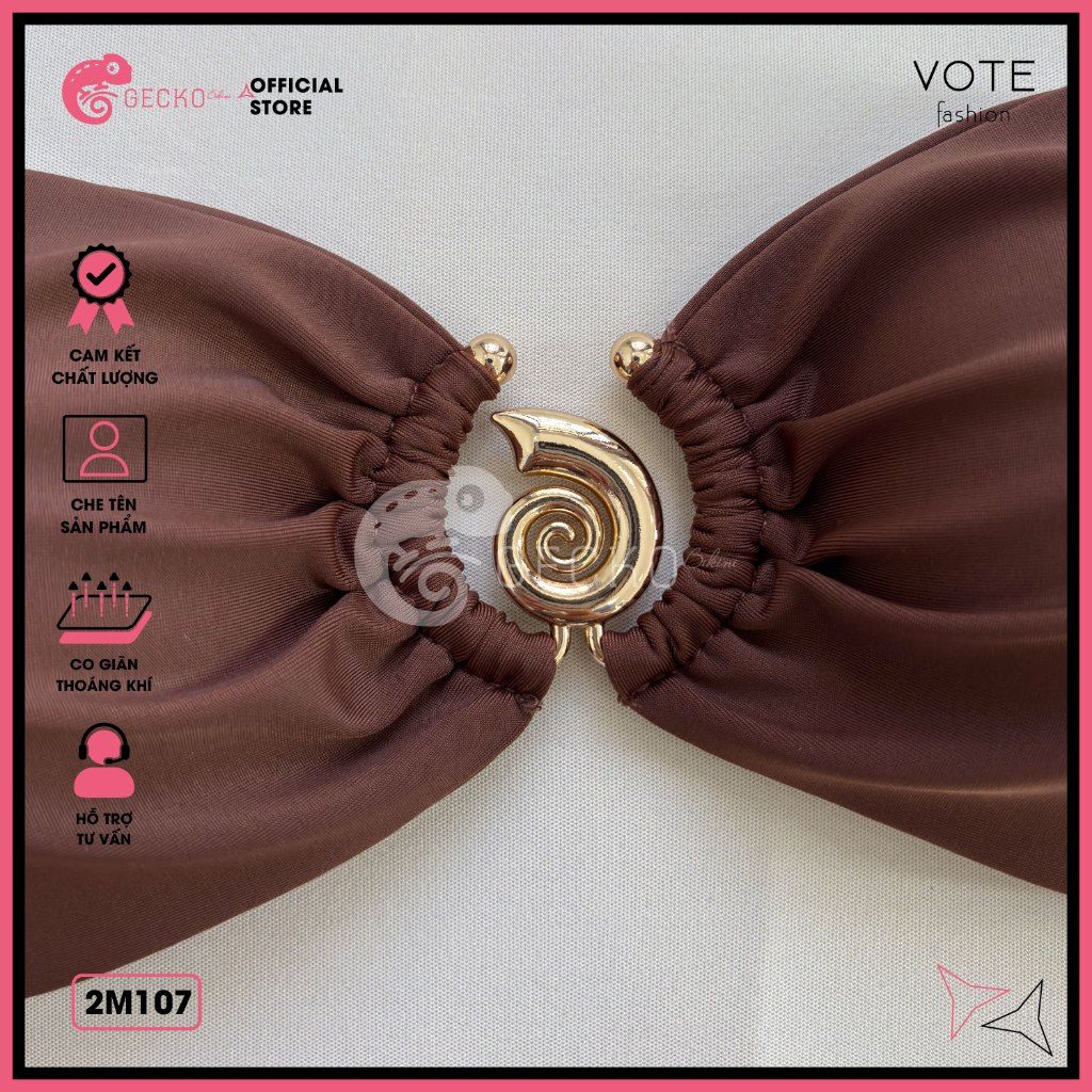  Bikini 2 Mảnh Áo Cúp Phối Khoen Ốc Sang Trọng Gợi Cảm GECKO 2M107 