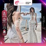  Đầm Ren Dáng Dài Hở Lưng Phối Chân Ren Mặc Cùng Bikini GECKO 3PK33 