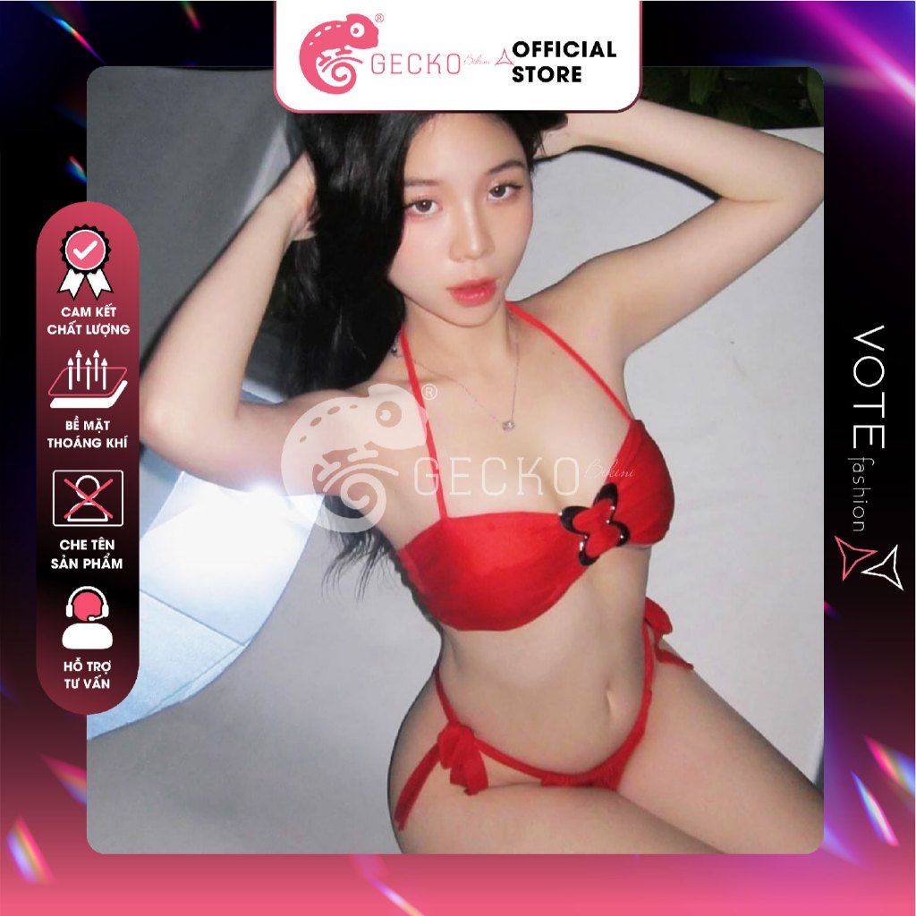  Bikini 2 Mảnh Áo Cúp Ngực Mix Khoen Butterfly Cao Cấp GECKO 2M57 