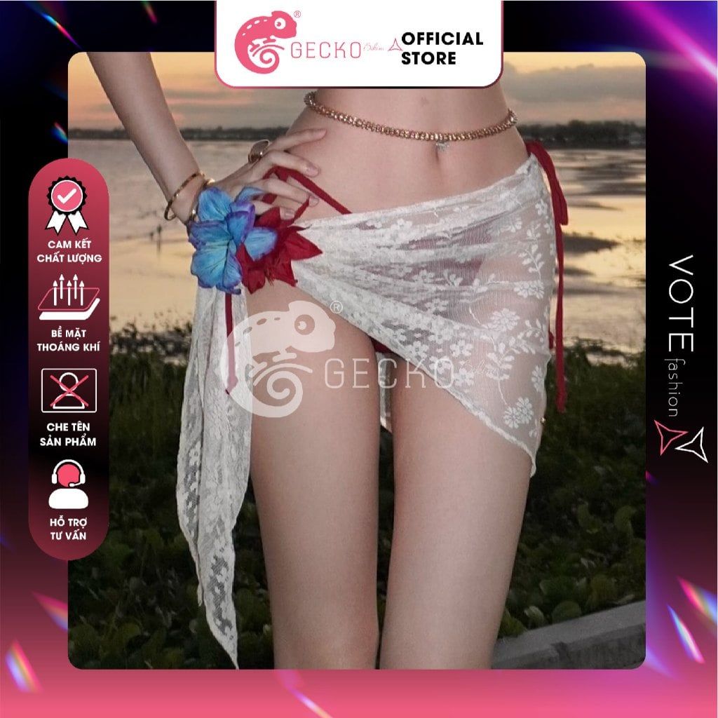  Khăn Ren Hoa Mix Cùng Bikini Xinh Xắn GECKO 3PK36 