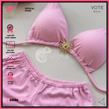  Bikini 2 Mảnh Tam Giác Mix Khoen Mặt Trời Quần Đùi Tăm Lạnh Cute GECKO 2M80 