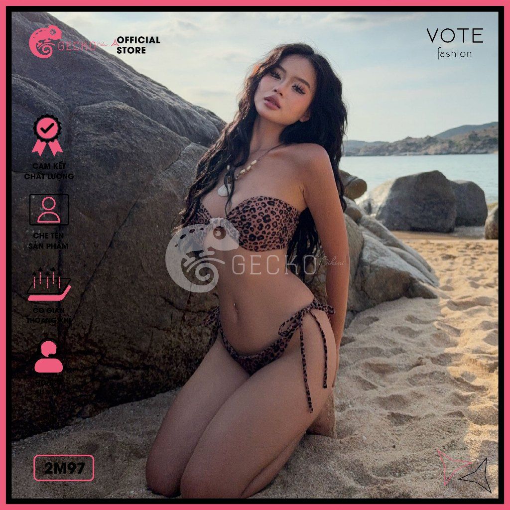  Bikini 2 Mảnh Áo Cúp Lotkhe Hoạ Tiết Da Beo Sexy GECKO 2M97 