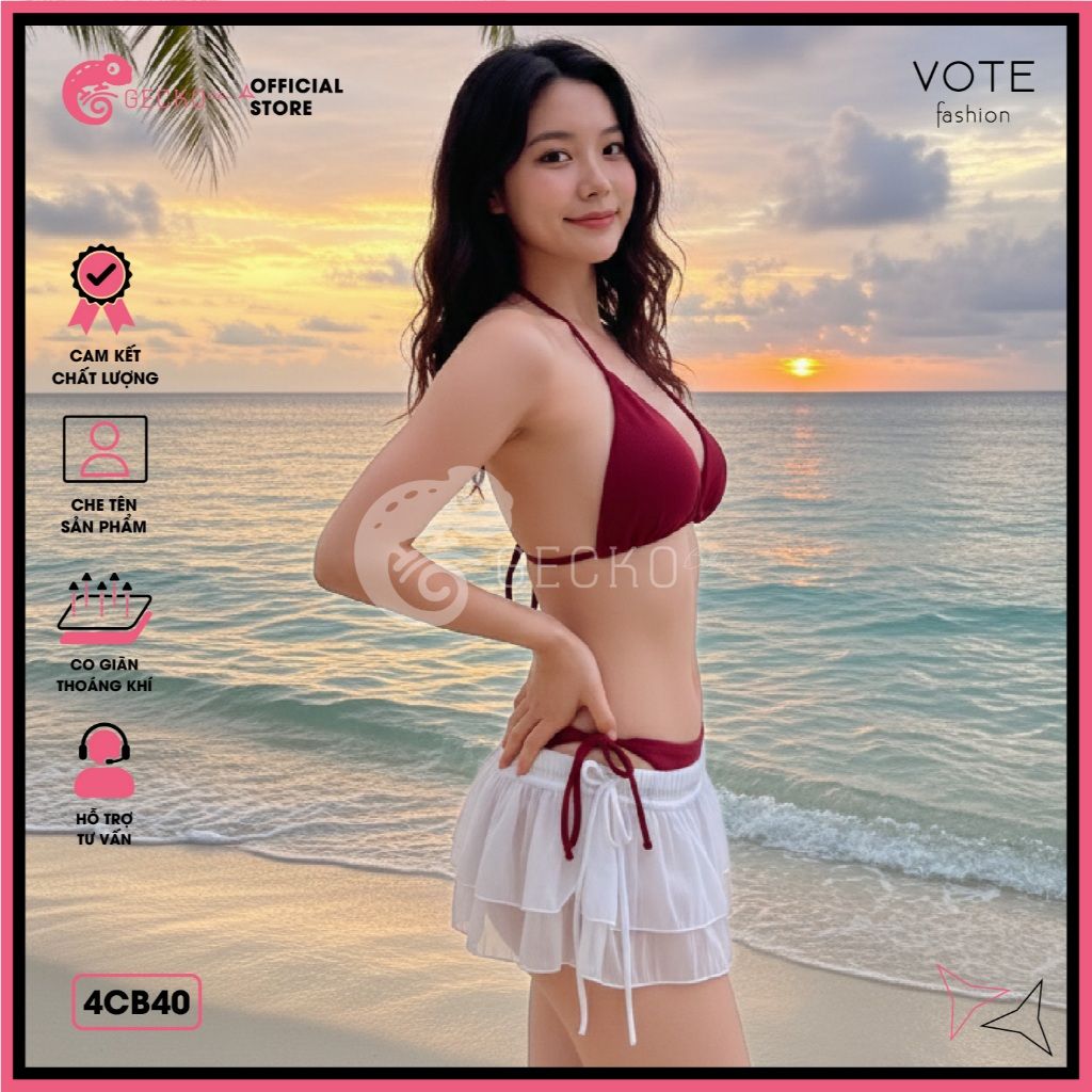  Combo 3 Món Tam Giác Mix Chân Váy 2 Tầng Cute GECKO 4CB40 