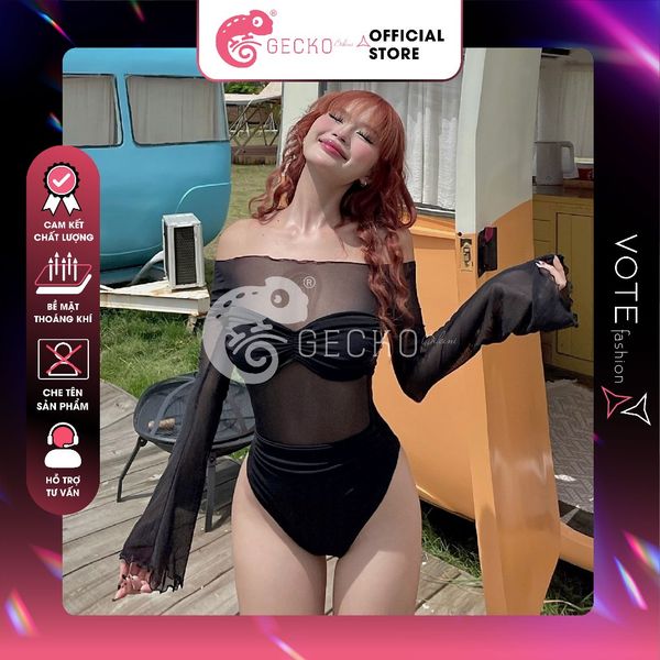  Bikini 1 Mảnh Lưới Phối Áo Cúp Quần Chip Cute GECKO 1M30 