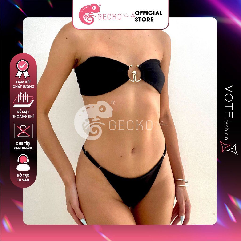  Bikini 2 Mảnh Ngang Ngực Phối Khoen GECKO 2M69 
