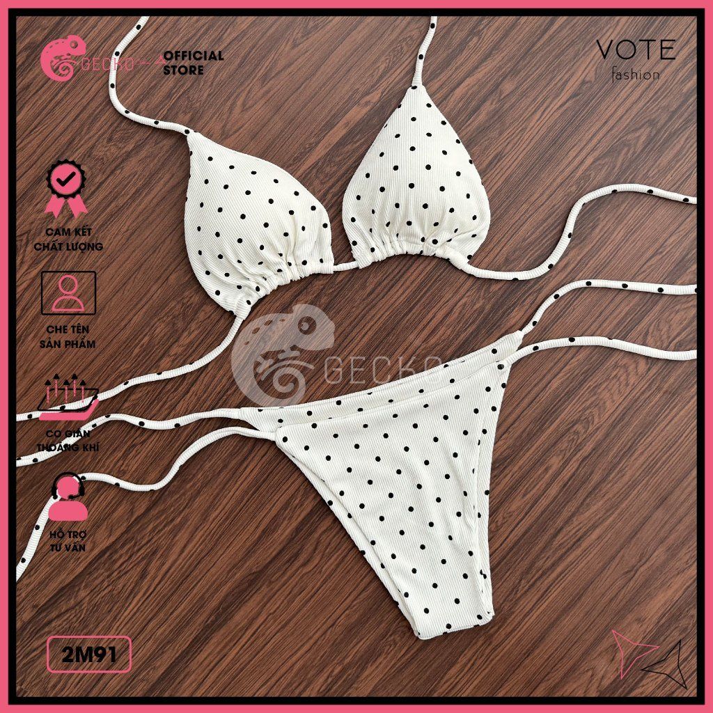  Bikini 2 Mảnh Tam Giác Chấm Bi Lotkhe Sexy Tăm Lạnh GECKO 2M91 
