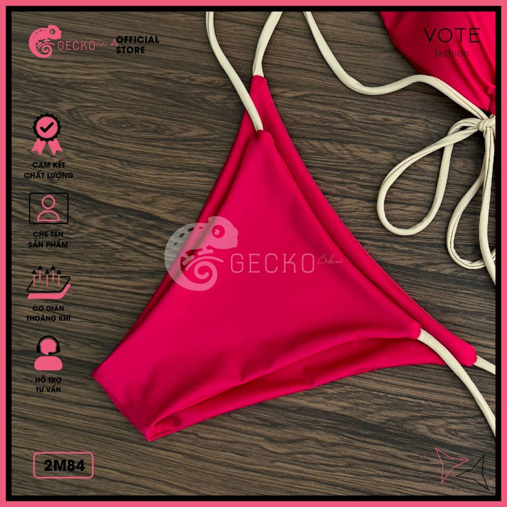  Bikini 2 Mảnh Cúp Ngực Phối Dây Nude Dễ Thương GECKO 2M84 