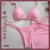  Combo 3 Món Bikini Tam Giác Mix Khoen Charm Kèm Khăn Cute GECKO 4CB32 