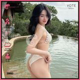  Bikini 2 Mảnh Tam Giác Hoạ Tiết Gợn Sóng Mix Dây Màu Nude Dễ Thương GECKO 2M82 