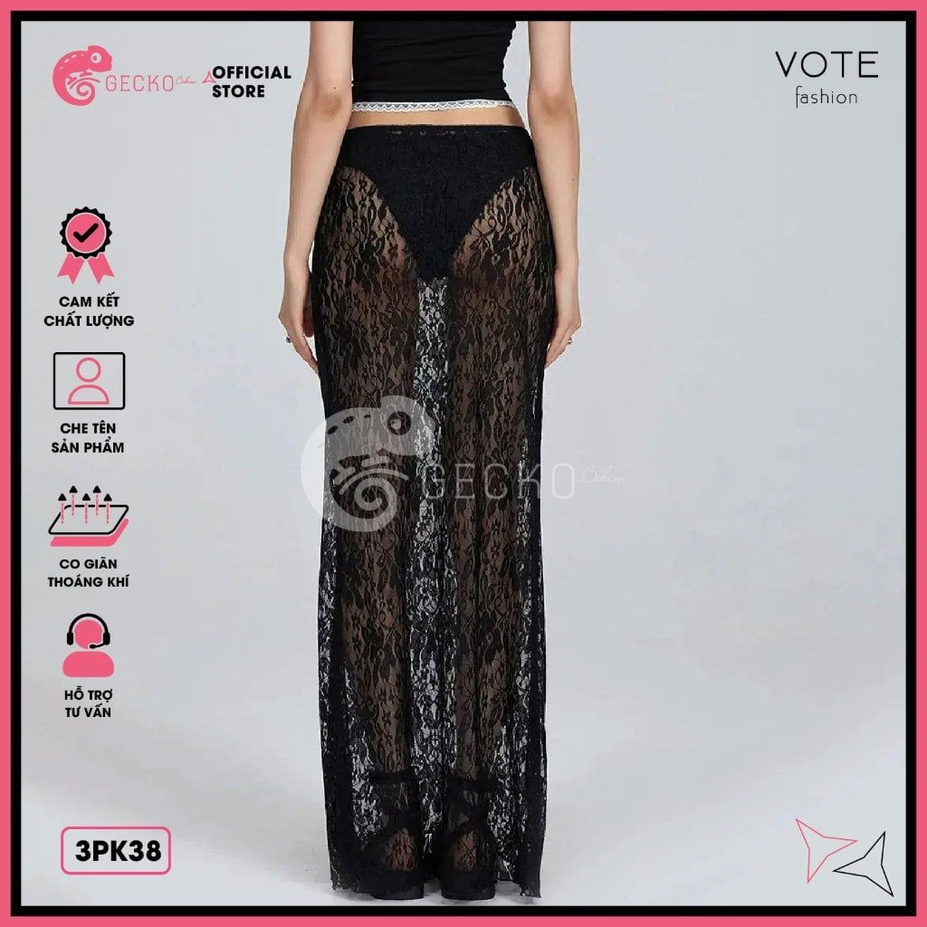  Chân Váy Ren Hoa Dáng Dài Mặc Kèm Bikini GECKO 3PK38 