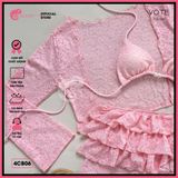  Combo 3 Món Bikini Tam Giác Ren Mix Ngọ.c Tra.i GECKO 4CB06 