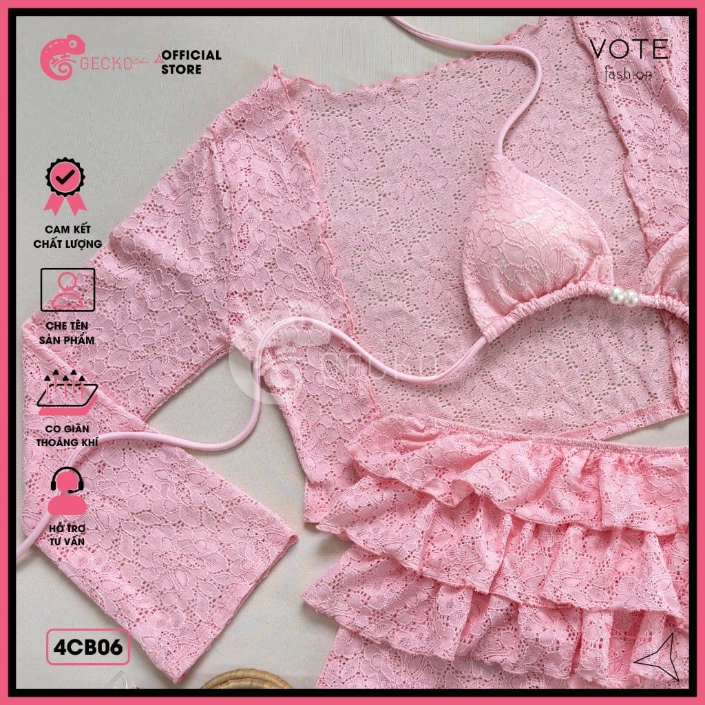  Combo 3 Món Bikini Tam Giác Ren Mix Ngọ.c Tra.i GECKO 4CB06 