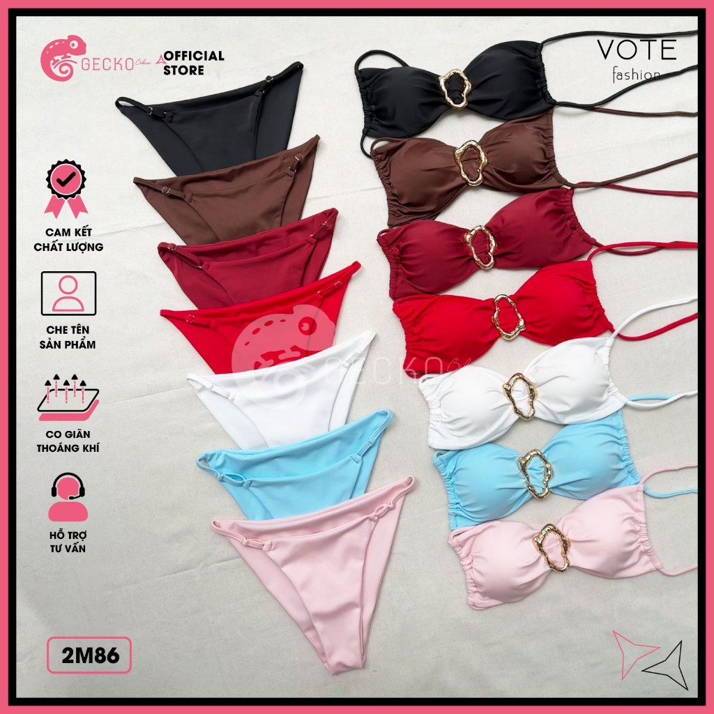  Bikini 2 Mảnh Phối Khoen Charm Slay Dễ Thương GECKO 2M86 