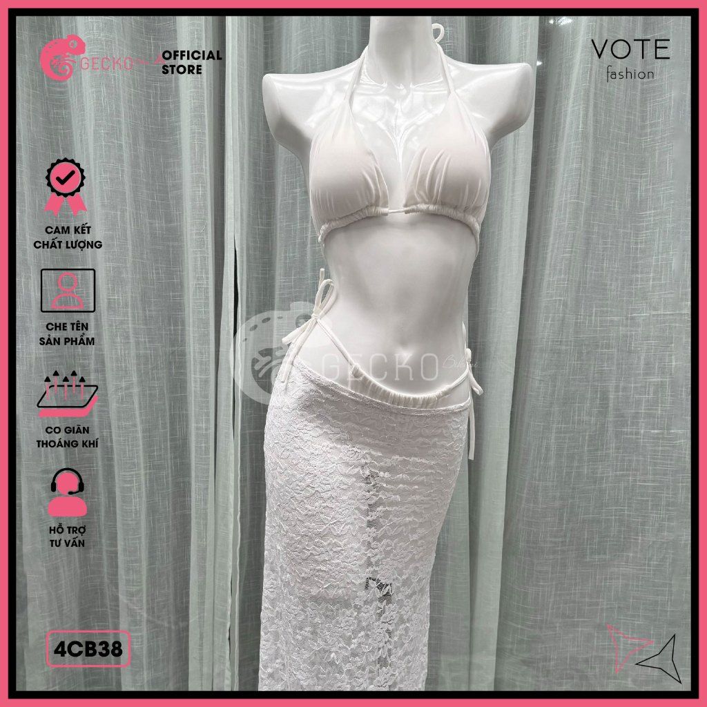  Combo 3 Món Chân Váy Phối Bikini 2 Mảnh Dễ Thương GECKO 4CB38 
