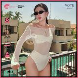  Bikini 1 Mảnh Lưới Phối Áo Cúp Quần Chip Cute GECKO 1M30 