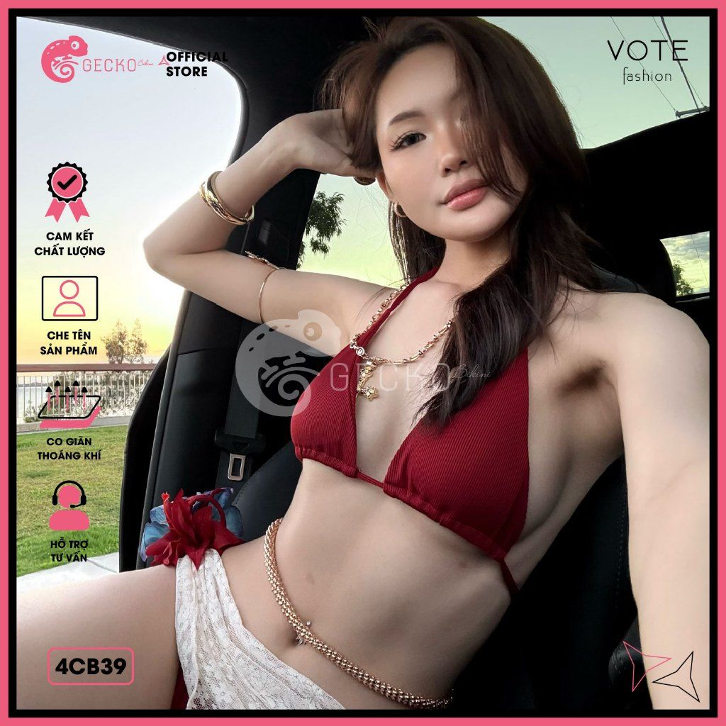  Combo 3 Món Tam Giác Phối Khăn Ren Gợi Cảm GECKO 4CB39 