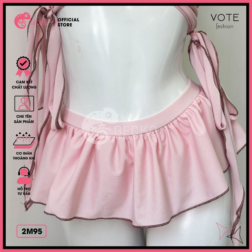  Bikini 2 Mảnh Áo Xoắn Tua Rua Quần Bèo GECKO 2M95 