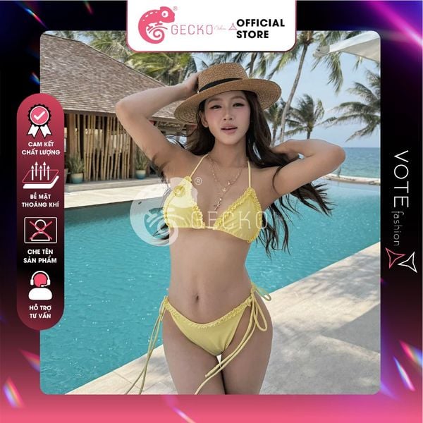  Bikini 2 Mảnh Tam Giác Viền Bèo Cột Dây Cute GECKO 2M88 