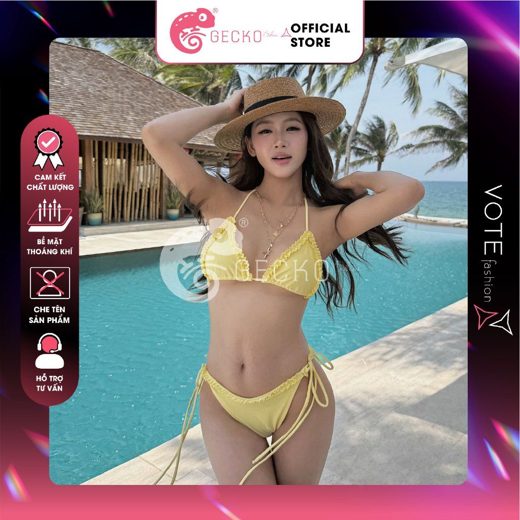  Bikini 2 Mảnh Tam Giác Viền Bèo Cột Dây Cute GECKO 2M88 