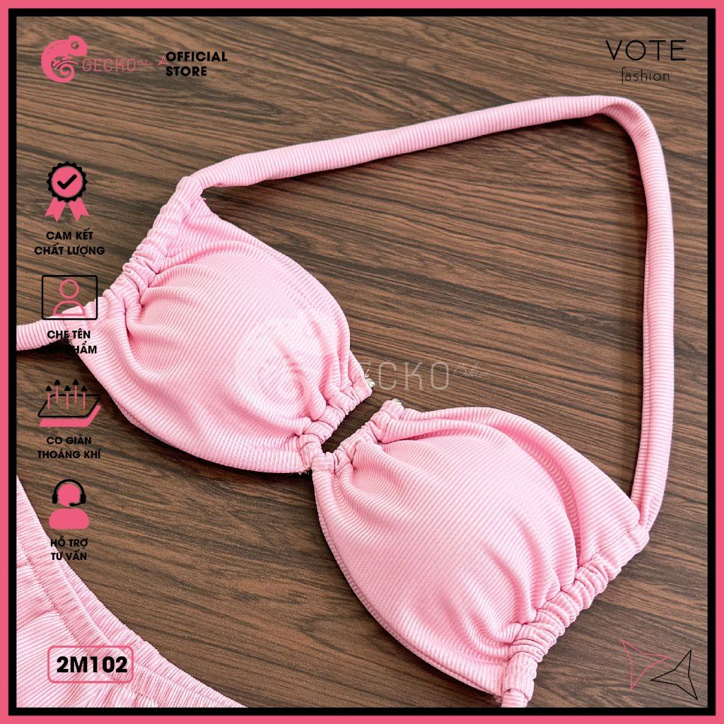  Bikini 2 Mảnh Áo Cúp Khoen U Quần Đùi Bèo Dễ Thương GECKO 2M102 