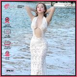  Đầm Ren Dáng Dài Hở Lưng Phối Chân Ren Mặc Cùng Bikini GECKO 3PK33 