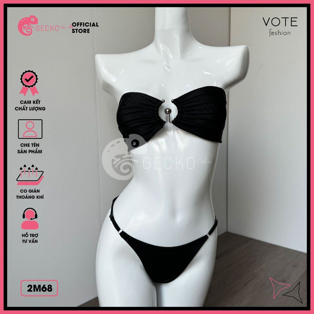  Bikini 2 Mảnh Ngang Ngực Phối Khoen GECKO 2M69 