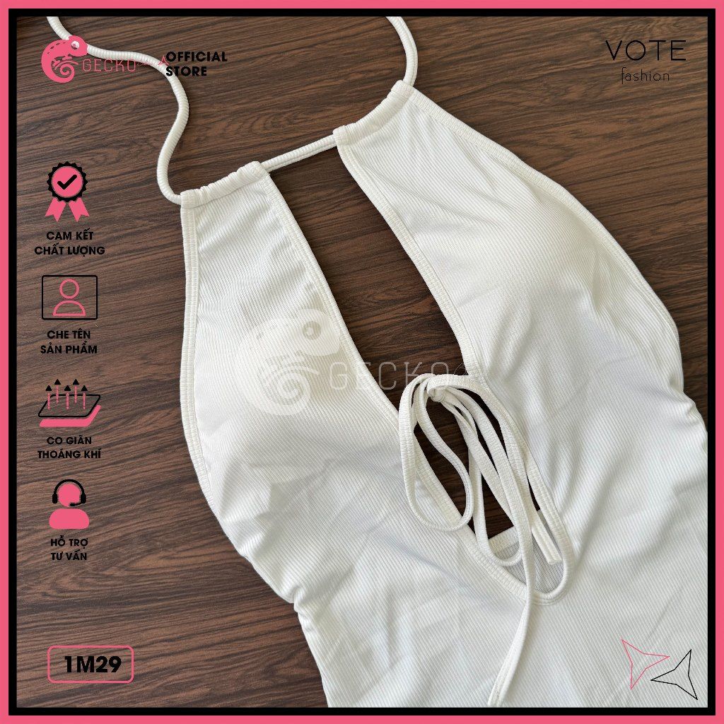  Bikini 1 Mảnh Khoét Ngực Quần Đùi Gợi Cảm Tăm Lạnh GECKO 1M29 