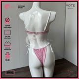  Bikini 2 Mảnh Gọng Áo Phối Line Trắng Rút Dây Vintage GECKO 2M50 