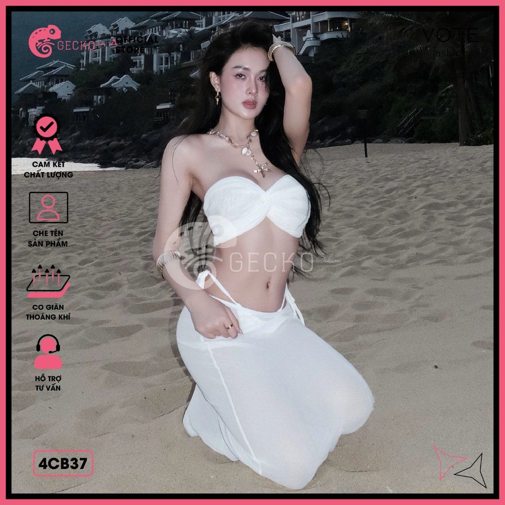  Combo 3 Món Chân Váy Phối Bikini Áo Xoắn Gợi Cảm GECKO 4CB37 