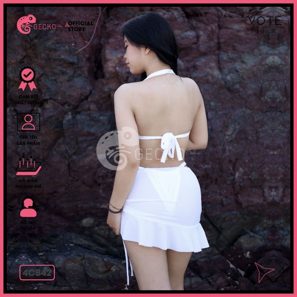  Combo 3 Món Bikini Áo Cúp Phối Chân Váy GECKO 4CB42 