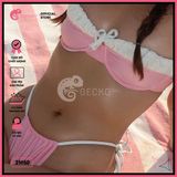  Bikini 2 Mảnh Gọng Áo Phối Line Trắng Rút Dây Vintage GECKO 2M50 