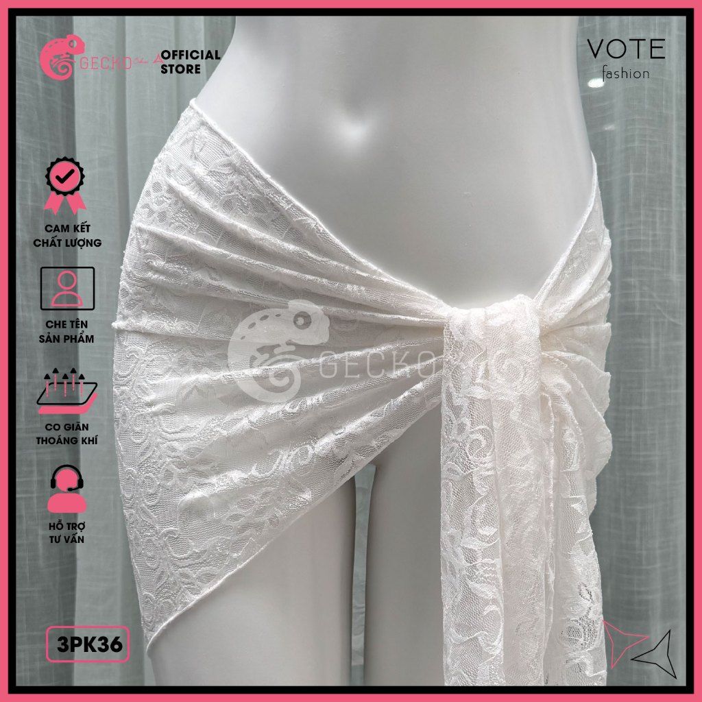  Khăn Ren Hoa Mix Cùng Bikini Xinh Xắn GECKO 3PK36 