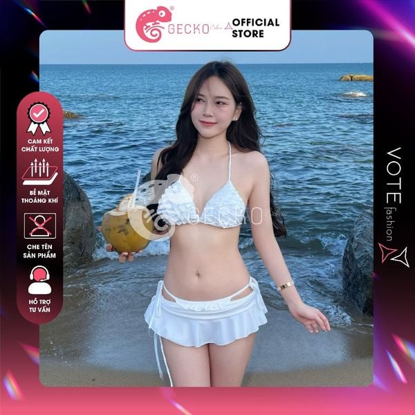  Combo 3 Món Bikini Bèo Nhún Mix Quần Váy Cao Cấp GECKO 4CB01 