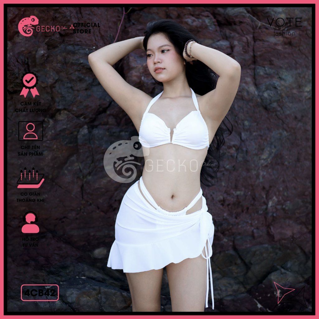  Combo 3 Món Bikini Áo Cúp Phối Chân Váy GECKO 4CB42 