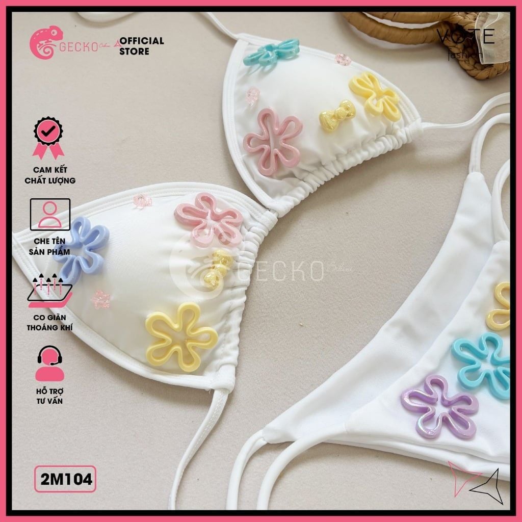  Bikini 2 Mảnh Tam Giác Charm Màu Sắc Dễ Thương GECKO 2M104 
